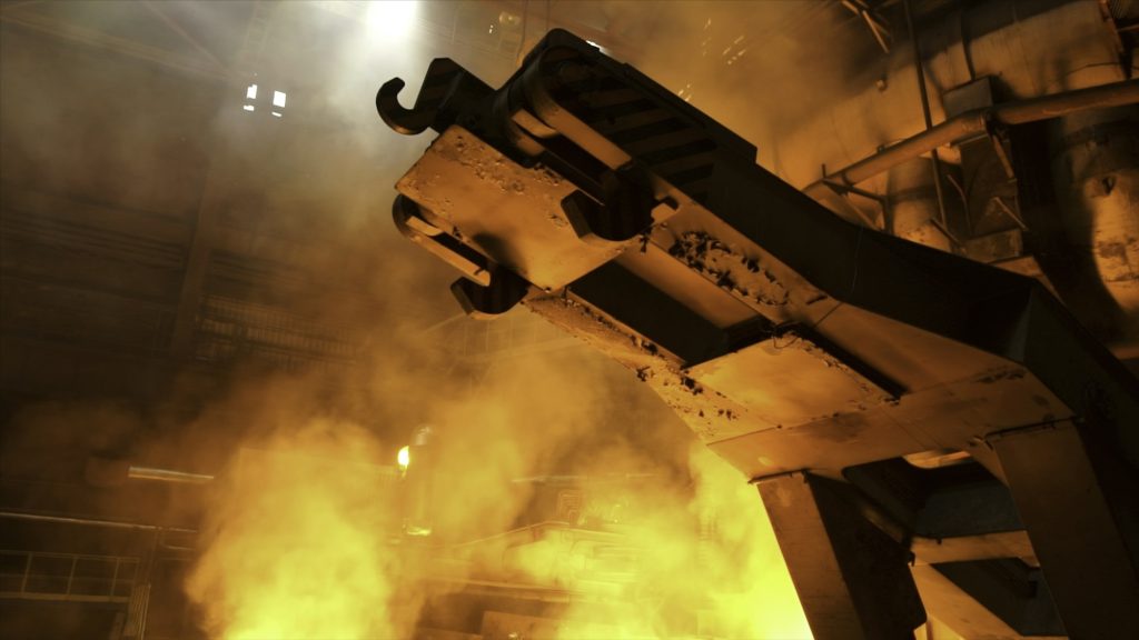Metallurgical production, equipment at the hot workshop at the plant, heavy industry, engineering